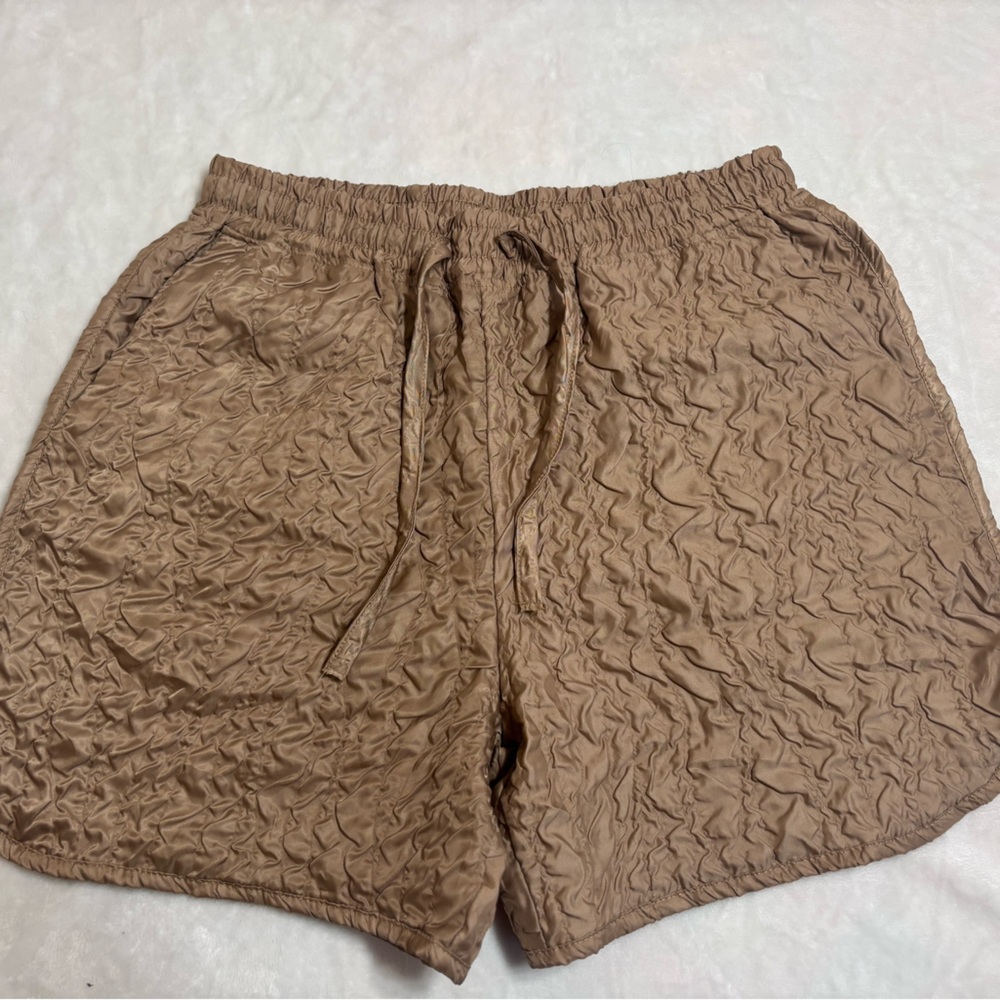 Forever 21 Men's Crinkled Brown Athletic Shorts